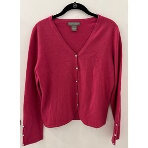 Grayson & Dunn Womens 100% Cashmere Rhinestone Button Cardigan Sweater large